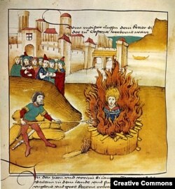Сожжение Яна Гуса в Констанце. Иллюстрация из хроники конца XV века