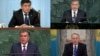 Орталық Азия басшылары: (жоғарыдан солдан оңға қарай) Қырғызстан президенті Сооронбай Жээнбеков, Өзбекстан президенті Шавкат Мирзияев, Тәжікстан президенті Эмомали Рахмон, Қазақстан президенті Нұрсұлтан Назарбаев.