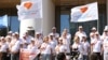 Unul din protestele partidului „Inima Moldovei”. În centru - lidera formațiunii - Irina Vlah