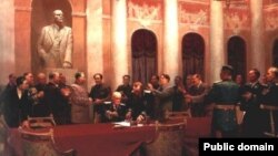 ვ. ვიხტინსკი, ბ. ჟუკოვი, ე. ლევინი, ლ.ჩერნოვი, ლ. შმატკო, „მშვიდობისათვის. საბჭოთა კავშირსა და ჩინეთის სახალხო რესპუბლიკას შორის ხელშეკრულების ხელმოწერა“, 1950