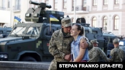Сцэна з рэпэтыцыі вайсковага параду ў Кіеве. 22 жніўня 2018