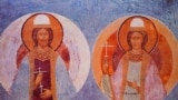 Святые Борис и Глеб. Роспись собора Рождества Богородицы Ферапонтова монастыря. Мастер Дионисий. 16 век.