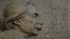 Czech Republic -- Memorial brass at Staromestka square in Prague dedicated to Einstein,undated