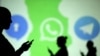 Signal, Whatsapp және Telegram эмблемасы. Көрнекі сурет. 