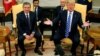 U.S. -- U.S. President Donald Trump gestures during his meeting with Uzbek President Shavkat Mirziyoev at the White House in Washington. May 16, 2018