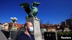 На улицах Любляны, Словения, март 2020 года
